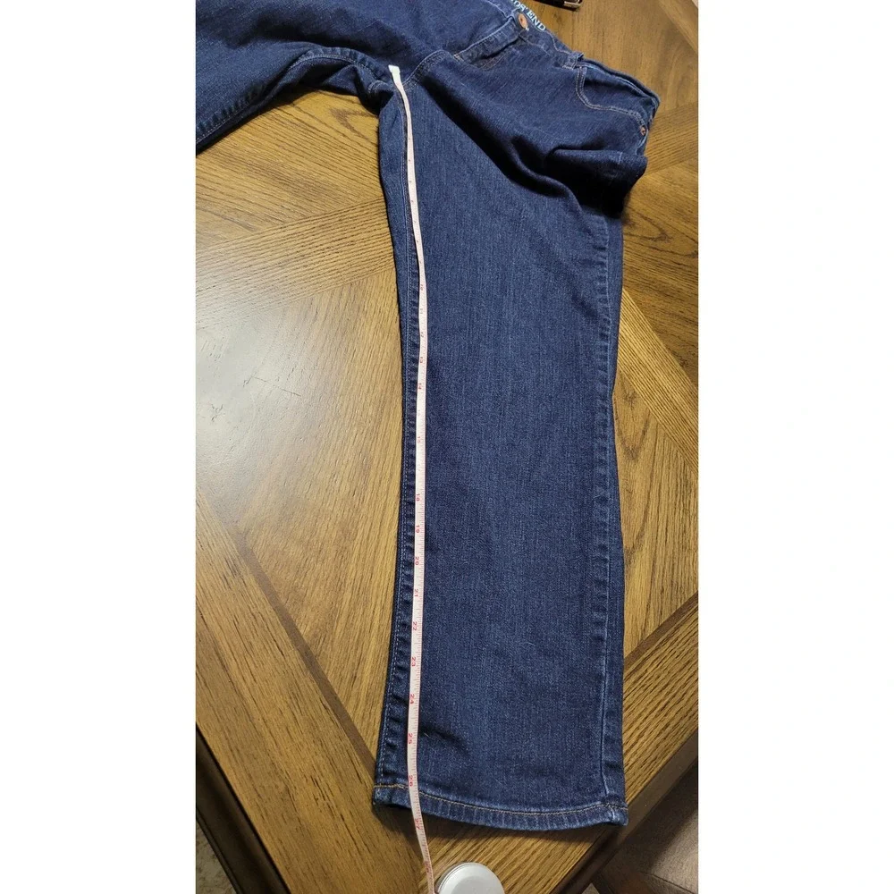 Lands' End Fit 3 Straight Leg Jeans Womens 14 Petite Dark Wash Denim Blue